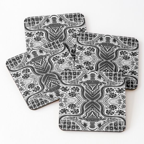 Item preview, floral geometric hybrid in high contrast black and white designed and sold by Nickdavisinghe.