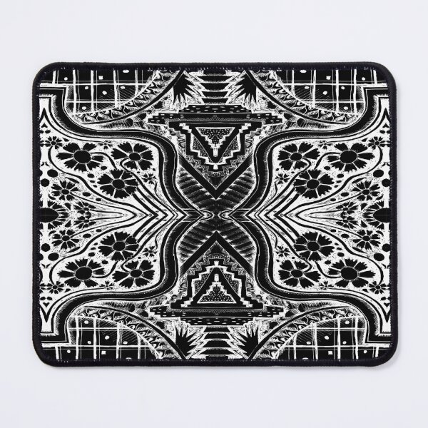Item preview, floral geometric hybrid in high contrast black and white designed and sold by Nickdavisinghe.