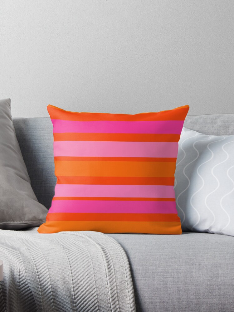 Orange striped pillows best sale