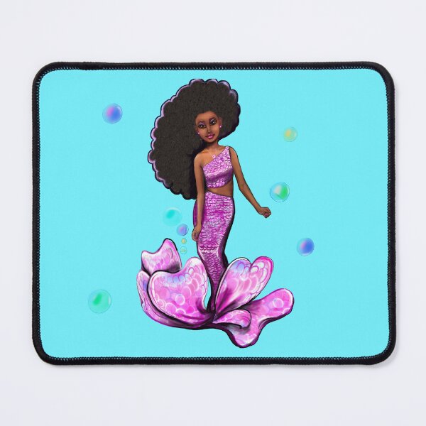 Item preview, Mermaid gifts top 10 Coco the Magical rainbow mermaid with brown eyes, flowing Afro hair and caramel brown skin - light background designed and sold by Artonmytee.