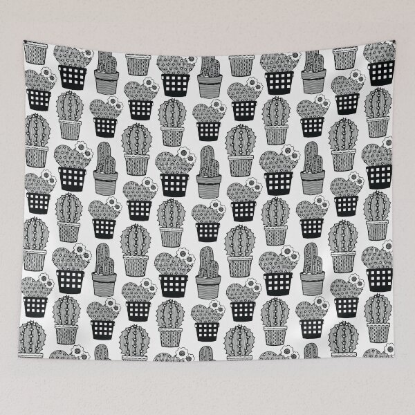 Item preview, Black and White Cactus Succulents Seamless Pattern  designed and sold by dass-art.