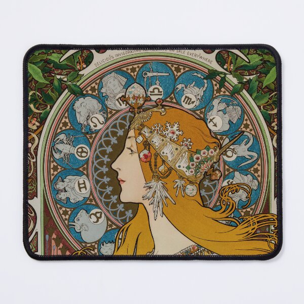 Item preview, Alphonse Mucha Zodiac or La Plume. Art Nouveau poster art designed and sold by el-padre.