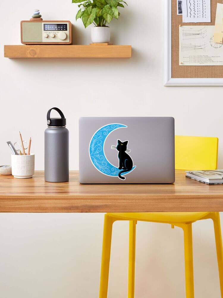 Moon Cat - Black Half Moon Sailor Mom Gift Perls' Sticker