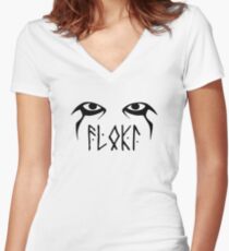 Vikings Floki Eyes Women's Fitted V-Neck T-Shirt