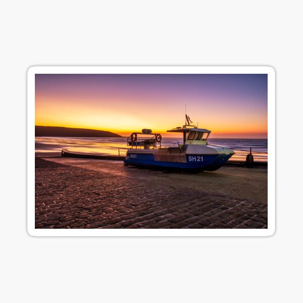 Filey fishing boat ramp at sunrise Sticker