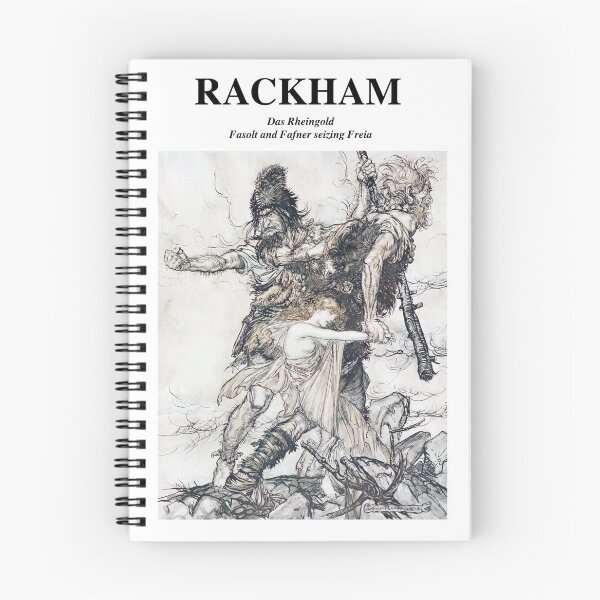 Item preview, Arthur Rackham - Das Rheingold, depicting Fasolt and Fafner seizing Freia - Vintage Art designed and sold by RickE.