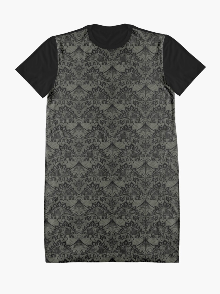 Alternate view of Stegosaurus Lace - Black / Grey Graphic T-Shirt Dress