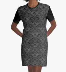 Stegosaurus Lace - Black / Grey Graphic T-Shirt Dress