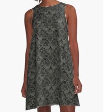 Stegosaurus Lace - Black / Grey A-Line Dress