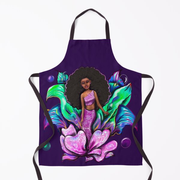Item preview, Black Mermaid gifts - Coco the Magical rainbow mermaid with brown eyes, flowing Afro hair and caramel brown skin - light background designed and sold by Artonmytee.