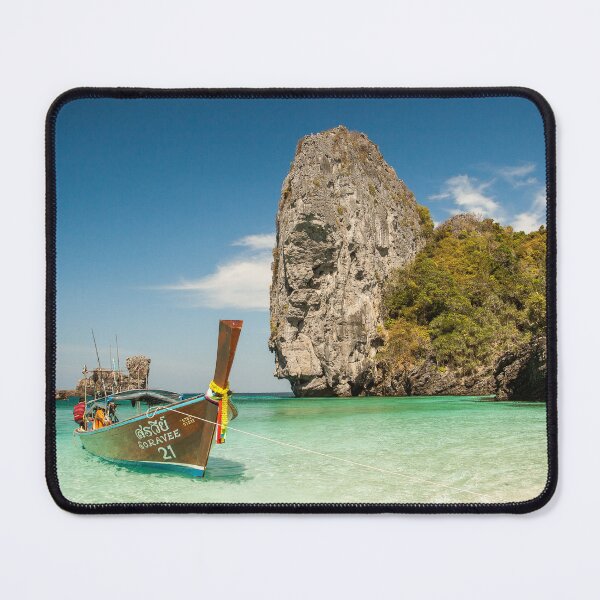 Item preview, Island Beach Lagoon Boat Ocean Photo designed and sold by livianasgifts.