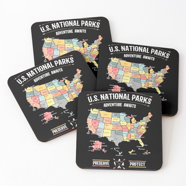 Item preview, US National Parks Map Preserve Hiking Camping designed and sold by EricaGarcasia.