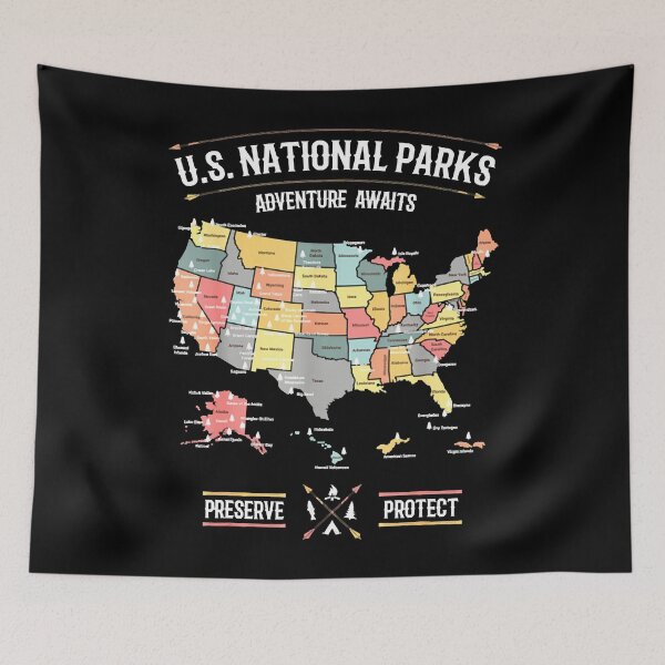 Item preview, US National Parks Map Preserve Hiking Camping designed and sold by EricaGarcasia.