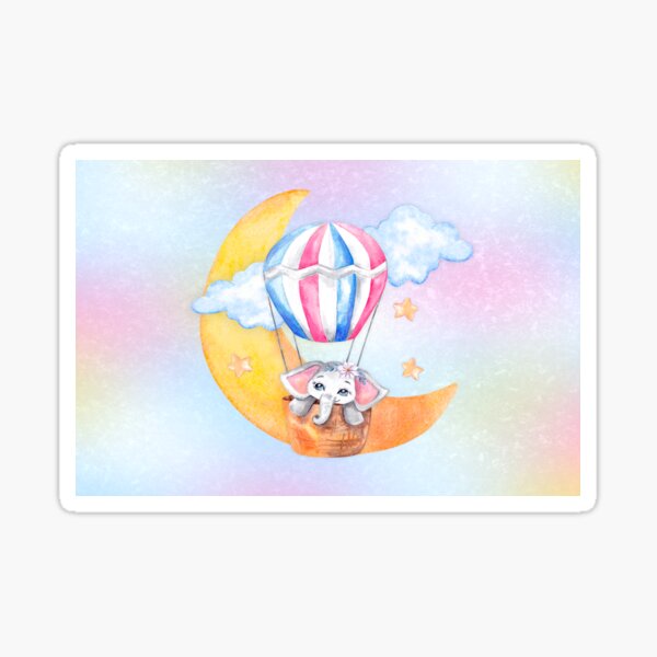 Item preview, Elephant in a Balloon Sailing by The Moon & Stars Cute Bedtime Colors designed and sold by CLOUDREST.