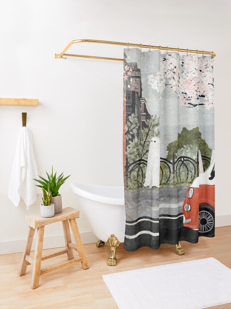 Thumbnail 3 of 5, Shower Curtain, moving again... designed and sold by katherineblower.
