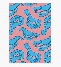 Blue lobsters on dusty pink. Photographic Print