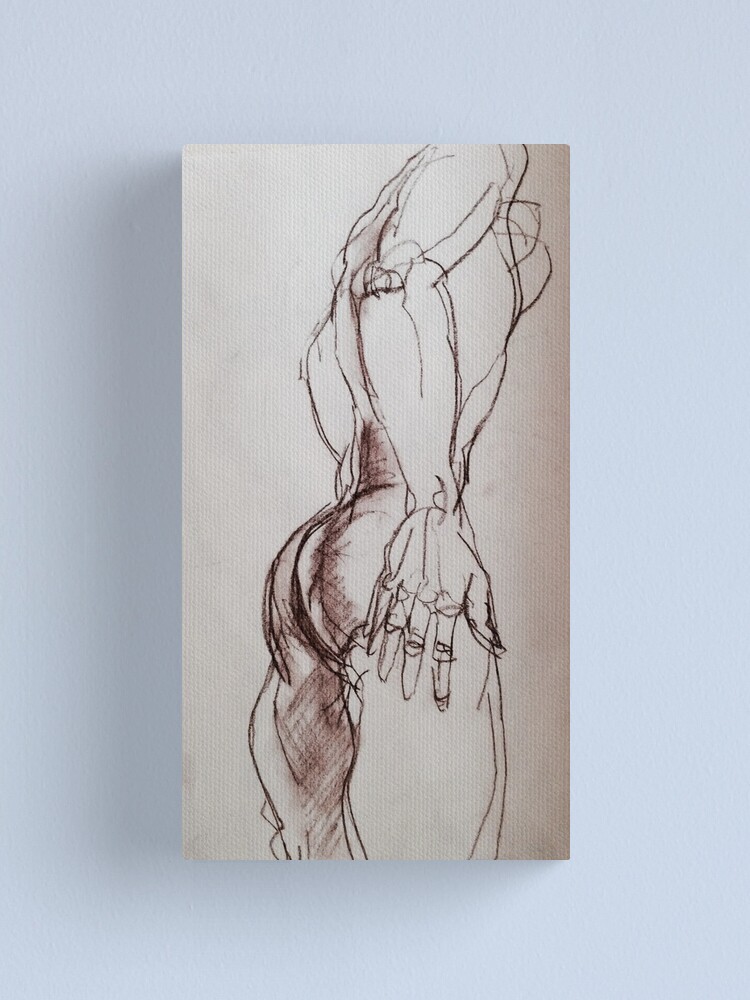Alternate view of Male nude sketch in sepia Canvas Print