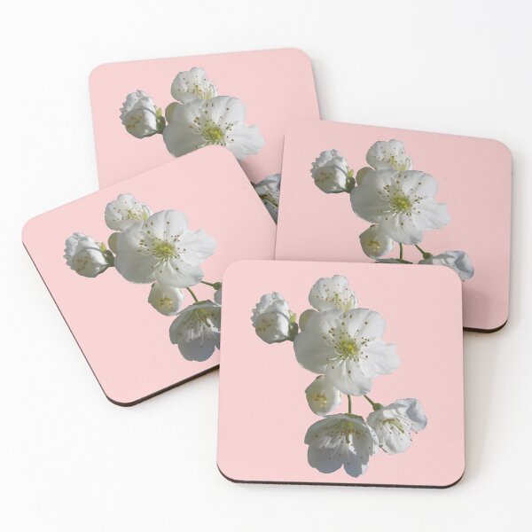 Item preview, cherries in blosssom on rose quartz designed and sold by AHELENE.
