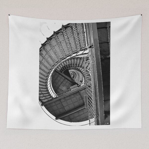 Item preview, The Spiral Stairs At Hunting Island Lighthouse Black And White Vertical designed and sold by LisaWootenPhoto.
