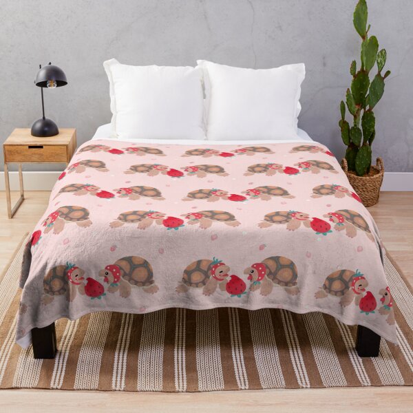 Tortoises love strawberries Throw Blanket