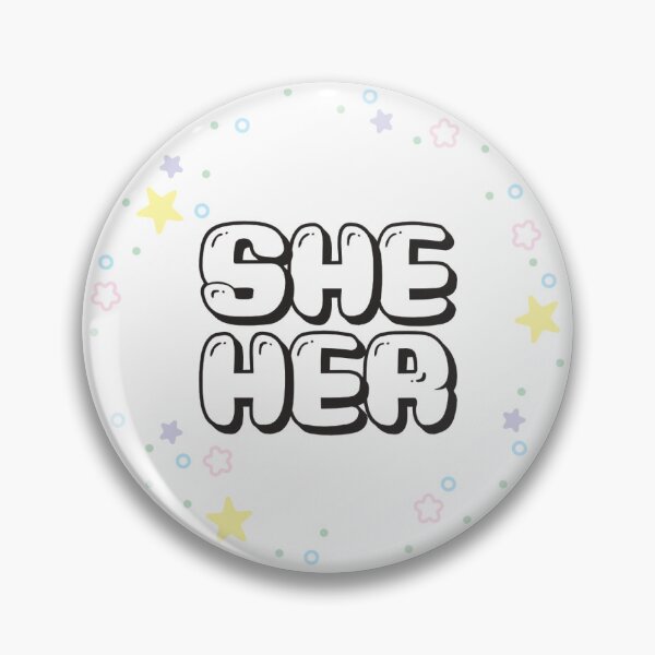 Item preview, Pastel Star Confetti She/Her Pronouns  designed and sold by MoonMint.