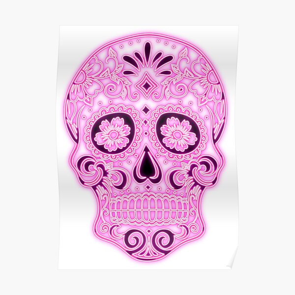 Póster «Silueta de calavera, Ilustración de un Día de Muertos ricamente