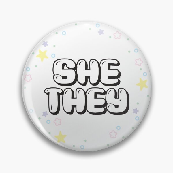 Item preview, Pastel Star Confetti She/They Pronouns  designed and sold by MoonMint.