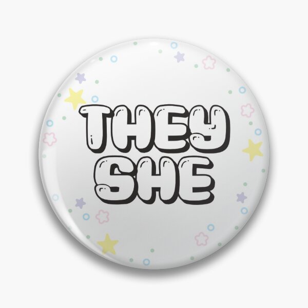 Item preview, Pastel Star Confetti They/She Pronouns  designed and sold by MoonMint.