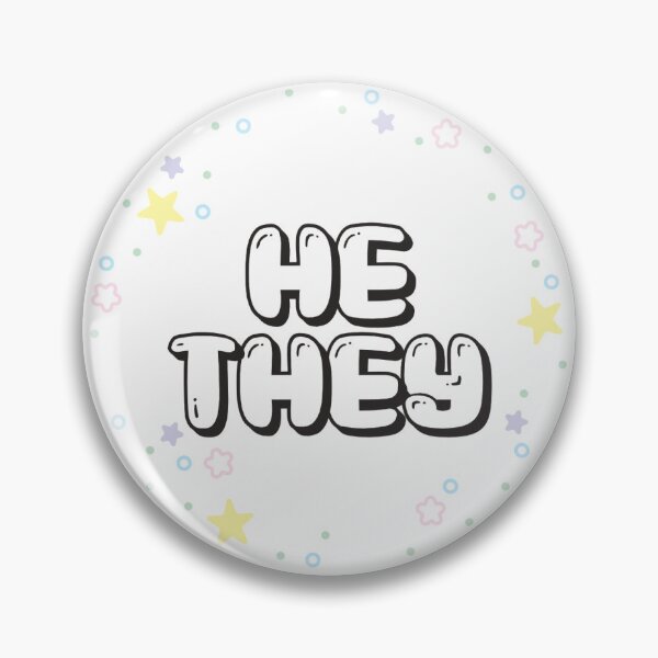 Item preview, Pastel Star Confetti He/They Pronouns  designed and sold by MoonMint.