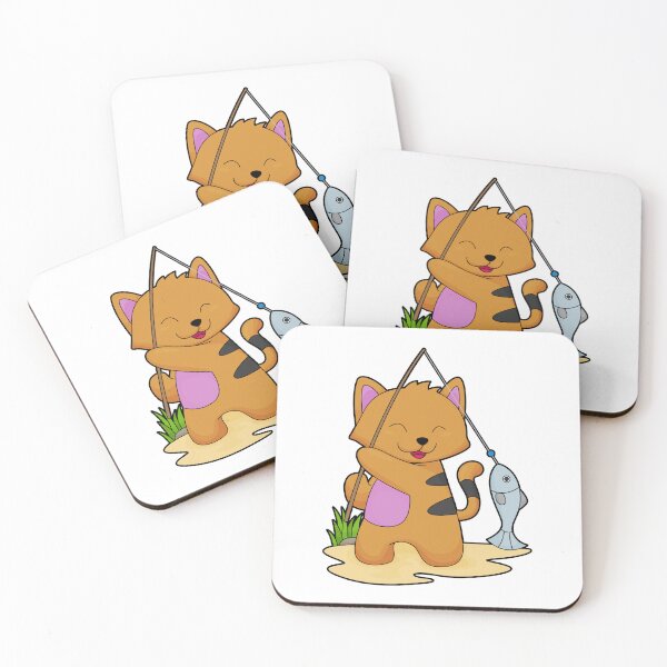 Item preview, Cat as Fisher with Fishing rod & Fish designed and sold by Snabdesign84.