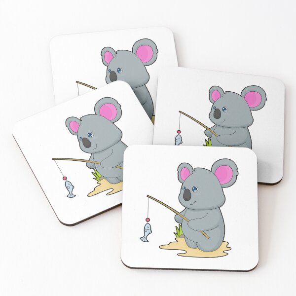 Item preview, Koala as Fisher with Fishing rod & Fish designed and sold by Snabdesign84.