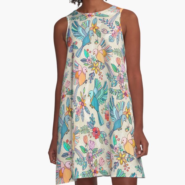 Whimsical Summer Flight A-Line Dress