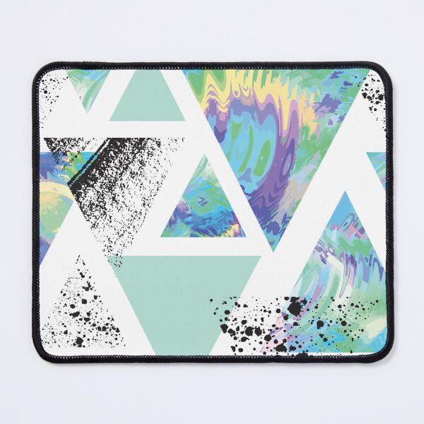 Item preview, New Wave Retro Tie Dye Swirl Purple Blue Green Black Geometric Triangles designed and sold by Pink Pineapple Works.