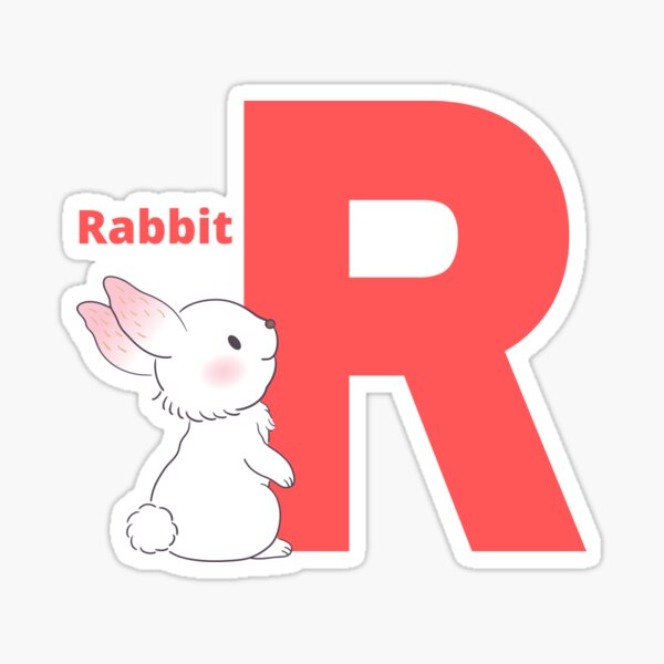 "R for Rabbit Alphabet and Animals" Sticker by CherieTree Redbubble