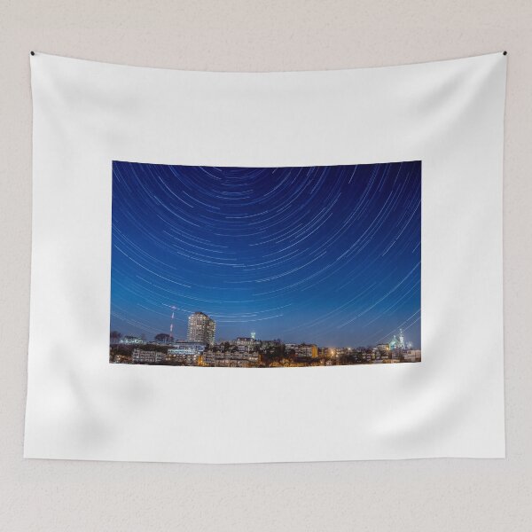Item preview, Star Trails Behind Mt. Adams Cincinnati Ohio with Holy Cross - Immaculata Church designed and sold by DaveFilm.