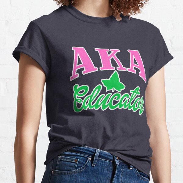 Back to School Black Greek Inspired Educator Gift Teacher Gift Gift for Her Pretty Girls Pink and Green Pretty Educator T-Shirt