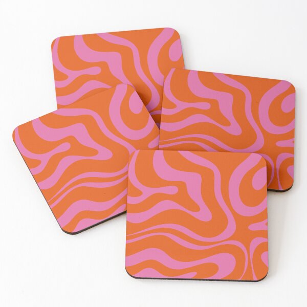 Item preview, Modern Retro Liquid Swirl Abstract Pattern Square in Red Orange and Hot Pink designed and sold by kierkegaard.
