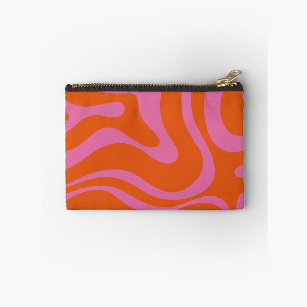 Item preview, Modern Retro Liquid Swirl Abstract Pattern Square in Red Orange and Hot Pink designed and sold by kierkegaard.