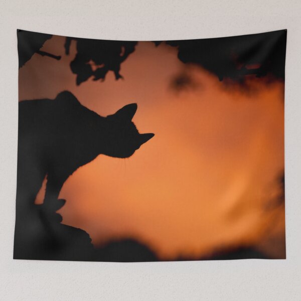 Item preview, Halloween Black Cat Orange Background designed and sold by mwagie.