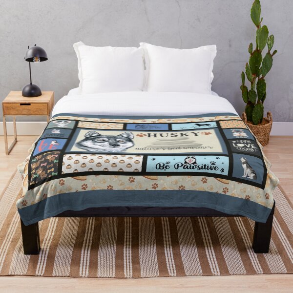 Aperçu de l'œuvre Husky Sibérien Propriétaire Amoureux Couette Souvenir Drôle créée et vendue par Cuddlythopia.