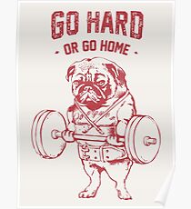Go Hard or Go Home Pug Poster