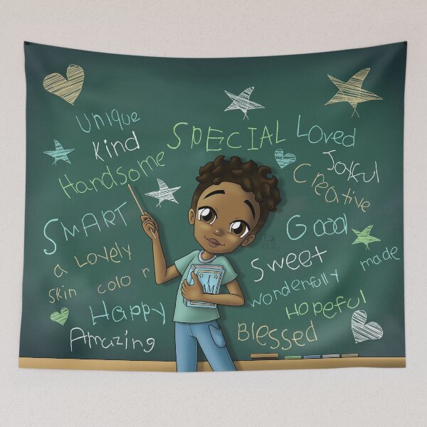 Item preview, African American Boy Brown and Positive Words designed and sold by treasured-gift.