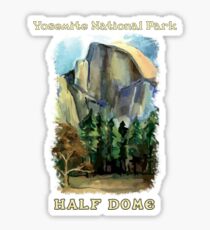 Half Dome Yosemite National Park Arty Painting Design Retro Vintage Sticker