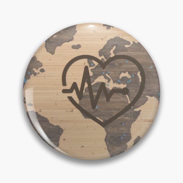 Item preview, World Map Heartbeat woodgrain designed and sold by mwagie.