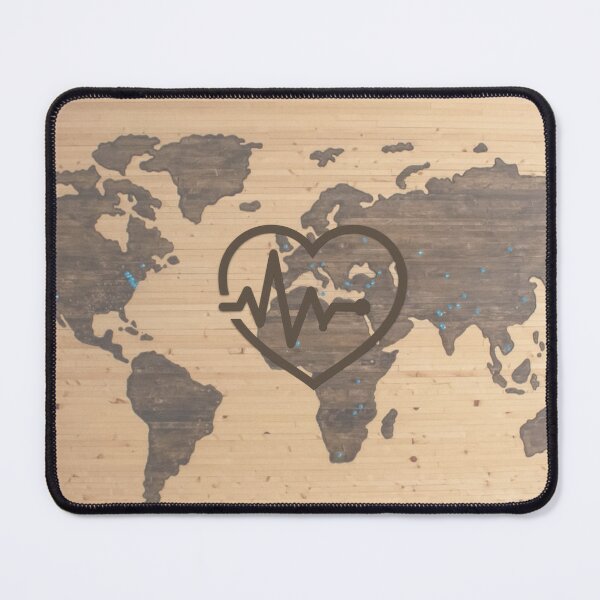 Item preview, World Map Heartbeat woodgrain designed and sold by mwagie.