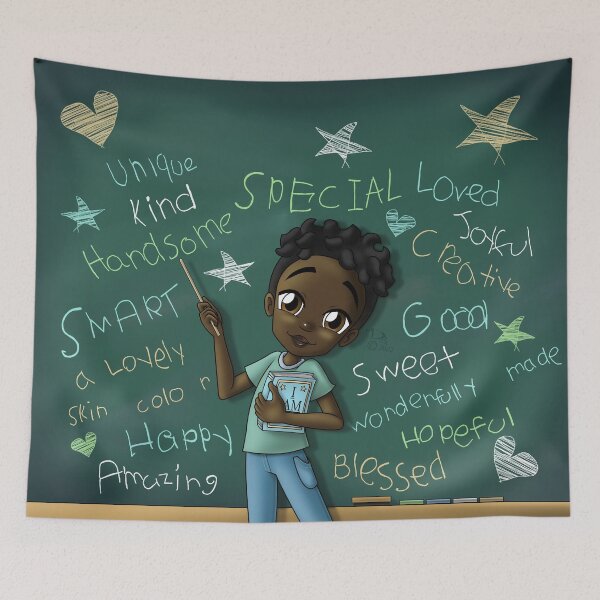 Item preview, Black Boy and Positive Words designed and sold by treasured-gift.