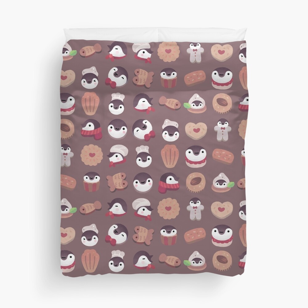 Cookie cream penguin - brown  pattern Duvet Cover