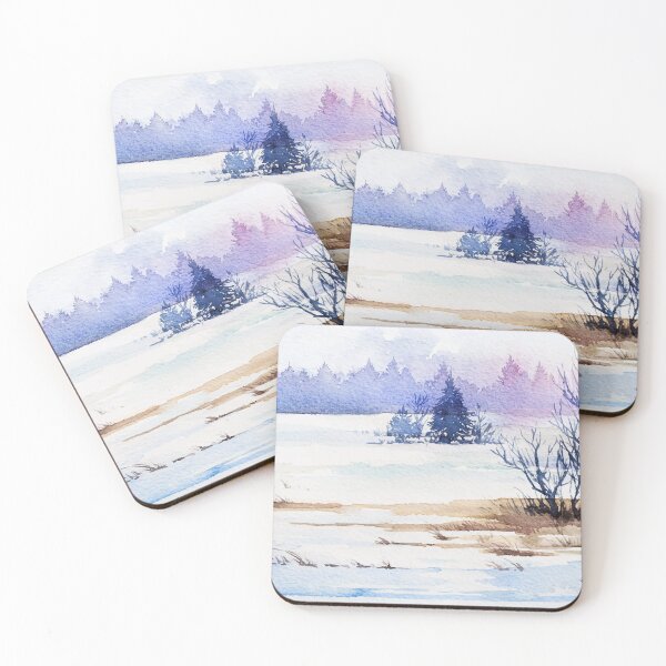 Item preview, Hand-drawn Winter Landscape Watercolor illustration designed and sold by hatimelhag.