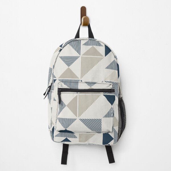 Item preview, Blue Beige Abstract Striped Triangles designed and sold by J-CCreations.