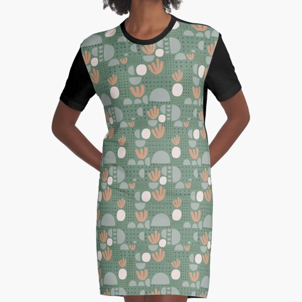 Mod-Formen + Punkte - Grün T-Shirt Kleid